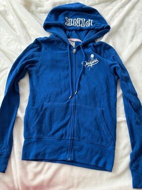 RARE— Discontinued Line— PINK Dodgers Blue Zip-Up Hoodie